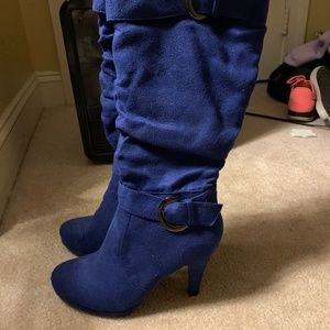 Blue heeled boots